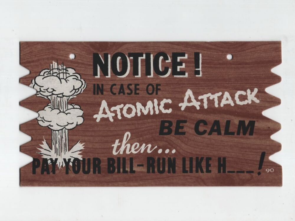 Vintage Mid Century Plak Postcard Cold War Era Saw Tooth Edge Sign Like